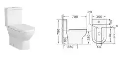 Set vas wc VULK, cu capac softclose, rezervor si mecanism incluse, 70x36x79cm