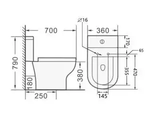 Set vas wc VULK, cu capac softclose, rezervor si mecanism incluse, 70x36x79cm