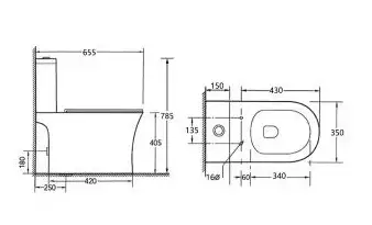 Set vas wc TRUK, cu capac softclose, rezervor si mecanism incluse, 65,5x35x78.5cm