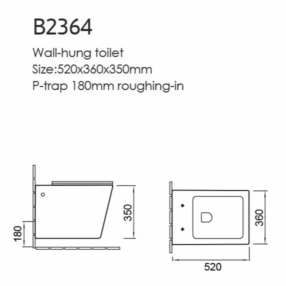 Vas WC suspendat rimless THETA alb, lucios, capac soft-close, 52x36x35cm