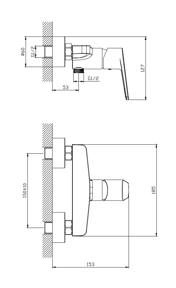 Baterie dus Luna, alama, crom, lungime 153 mm, inaltime 127 mm