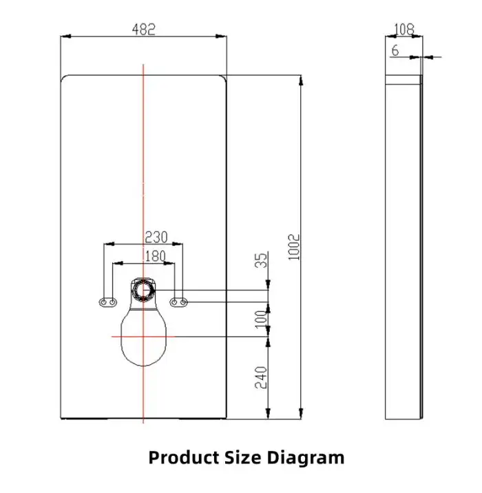 Rezervor WC suspendat, aparent, sticla alba 108x54x16.6cm