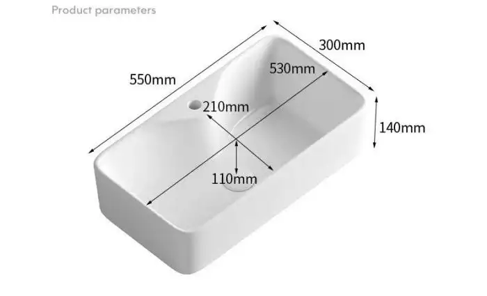 Lavoar dreptunghiular pe blat 681, 55x30 cm, alb, portelan, lucios