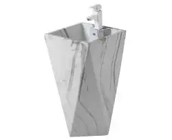 Lavoar freestanding Berna, 49,5x48,5cm, alb, marmorat, portelan, mat