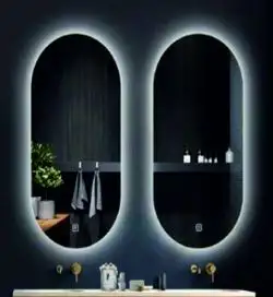 Oglinda ovala cu LED Vilian, 90x55 cm, cu dezaburire, buton touch, fara rama