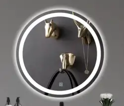 Oglinda rotunda cu LED M004, diametru 60 cm, cu dezaburire, buton touch, fara rama