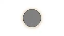 Oglinda rotunda cu LED Rhino, diametru 70 cm, cu dezaburire, buton touch, rama neagra