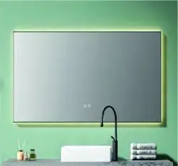 Oglinda dreptunghiulara cu LED Pastel, 70x90 cm, cu dezaburire, buton touch, rama aurie