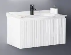 Set mobilier baie cu lavoar Larvik, 60cm, suspendat, alb, mat