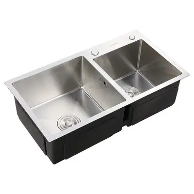 Chiuveta inox adanca, 1 cuva 1/2, 75x41 cm, adancime 22 cm, argintiu, finisaj periat