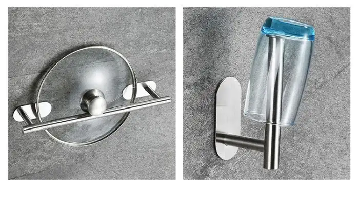 Set accesorii baie Venus din 6 piese, argintiu, autoadeziv, din inox