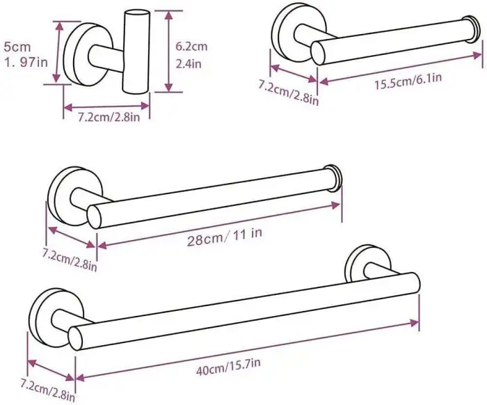 Set accesorii baie Mars din 4 piese, auriu, finisaj periat, din inox, sistem de prindere pentru dibluri, adeziv inclus