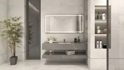 Set mobilier baie suspendat Noblesse Premium Grey, 3 piese, 150cm, gri, mat
