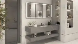 Set mobilier baie suspendat Noblesse Premium Grey, 3 piese, 150cm, gri, mat