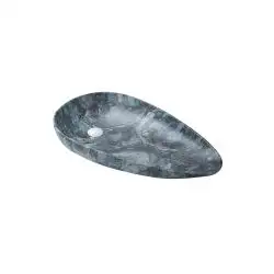 Lavoar pe blat oval Vezuviu, 75x42,5cm, albastru, marmorat, portelan, lucios