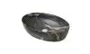 Lavoar pe blat oval Vicenza, 61,5x42 cm, negru, marmorat, portelan, lucios