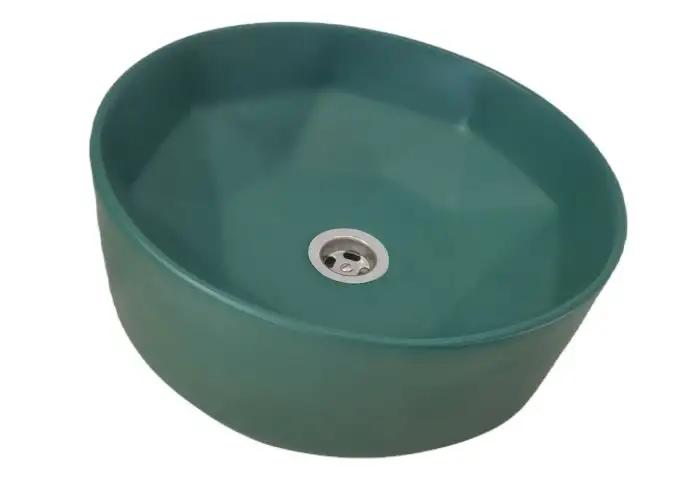 Lavoar rotund pe blat E5022GR, 41x41 cm, verde, portelan, mat