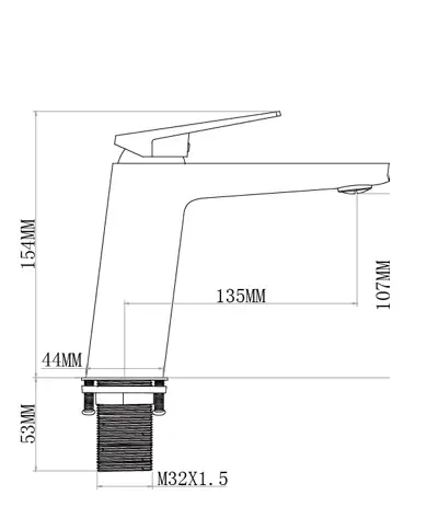 Baterie lavoar Lago, neagra, monocomanda, finisaj mat, alama, inaltime 15.4 cm, cu maner rosu