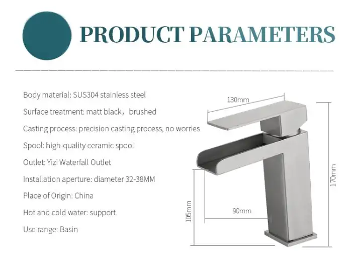 Baterie lavoar BF055SB, crom, monocomanda, finisaj satinat, din inox, inaltime 17 cm, lungime pipa 9 cm