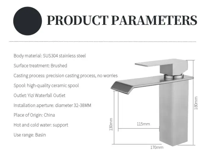 Baterie lavoar BF051ST, crom, monocomanda, finisaj satinat, din inox, inaltime 18 cm, lungime pipa 11.5 cm