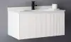 Set mobilier baie cu lavoar Larvik, 80cm, suspendat, alb, mat